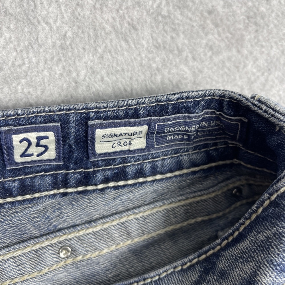 Miss Me Embellished Cropped Straight Leg Jeans Womens 25 Medium Wash Rhinestone - Picture 13 of 15